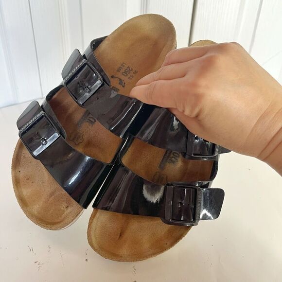 Birkenstock Patent Leather Milano Super Grip Arizona Strappy Dad Sandals - Picture 6 of 11